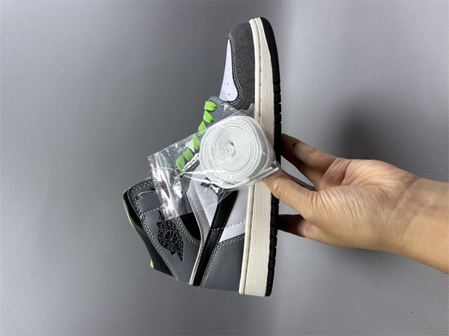 Women Running Weapon Air Jordan 1 Grey/White Shoes 542